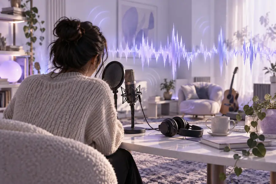 Spoken recording with room noise and uneven presence