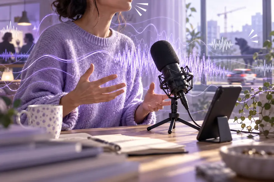 Spoken recording with distracting background noise